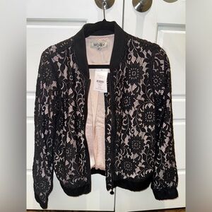 WDNY Baseball Collar Lace Bomber Jacket - Size M